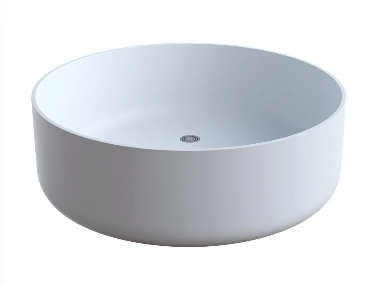 Badewanne 150×150×58 cm - Weiß - runde freistehende Wanne mit hoher Wandung für das Badezimmer-Mazofahome
