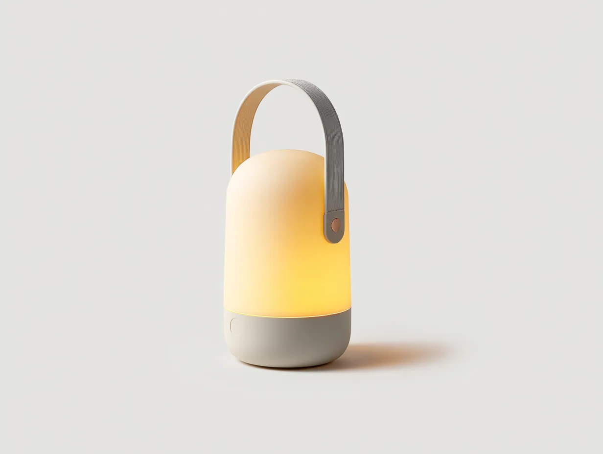 Tischlampe 17x17x31 cm - warmweißer LED-Körper mit grauem Griff - mobile Wohnzimmerleuchte-Mazofahome