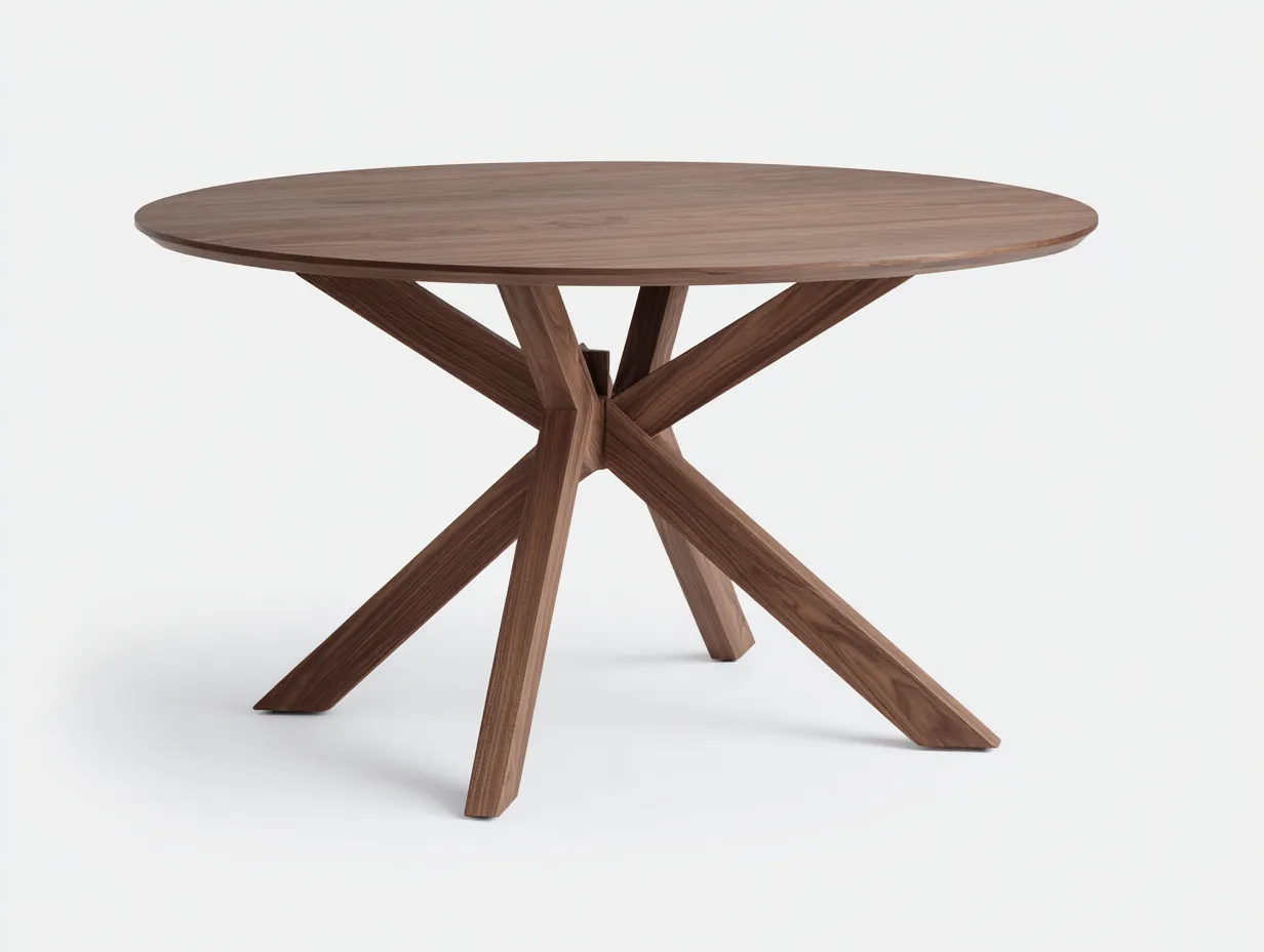 Esstisch Rundholz 140x140x75 cm - walnussbraun - für Esszimmer im modernen Statement-Stil-Mazofahome
