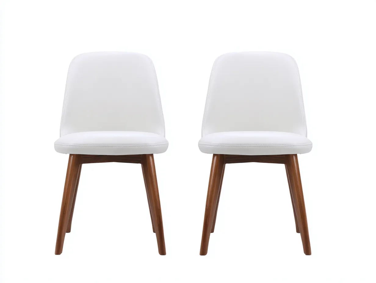 Stuhl 2er-Set 51x56x83 cm - Kunstleder in Weiß/Walnuss - Esszimmerstuhl mit Holzgestell-Mazofahome