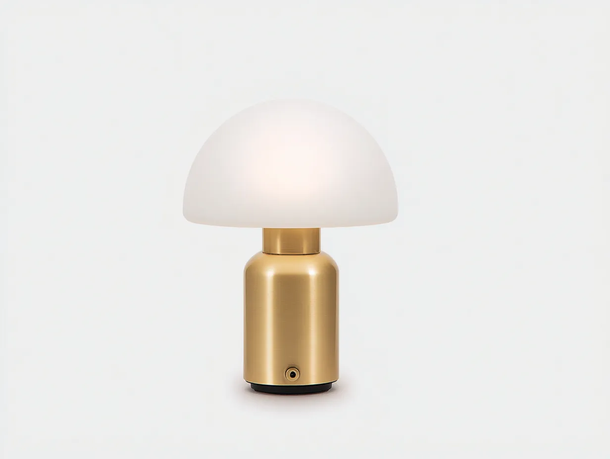 Tischlampe 23x23x29 cm - weißer Kuppelschirm mit goldfarbenem Zylinderfuß - moderne Akzentleuchte für Wohnzimmer-Mazofahome