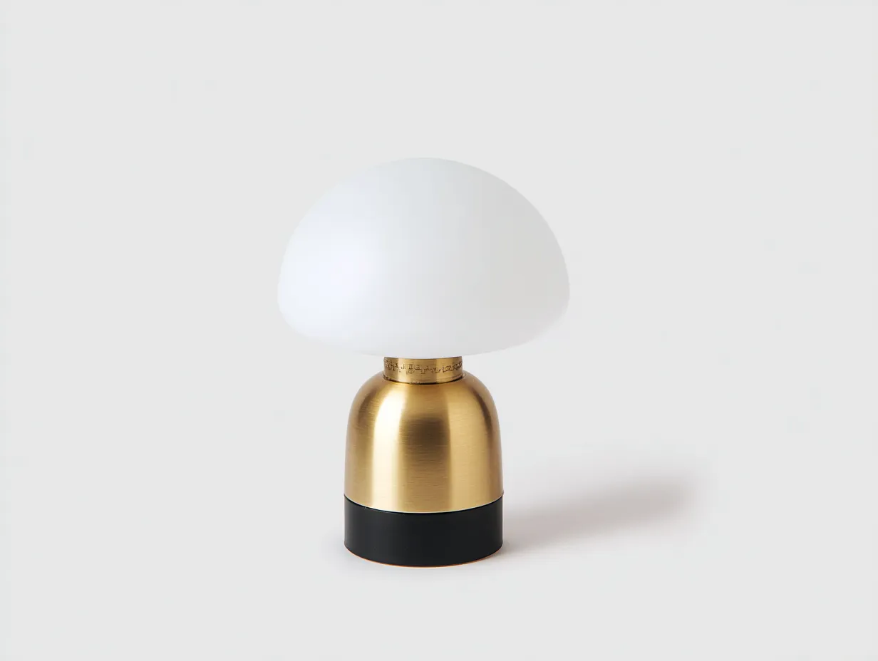Tischlampe 22x22x27 cm - weißer Kuppelschirm mit goldfarbenem Rundfuß - kompakte Wohnzimmerleuchte-Mazofahome