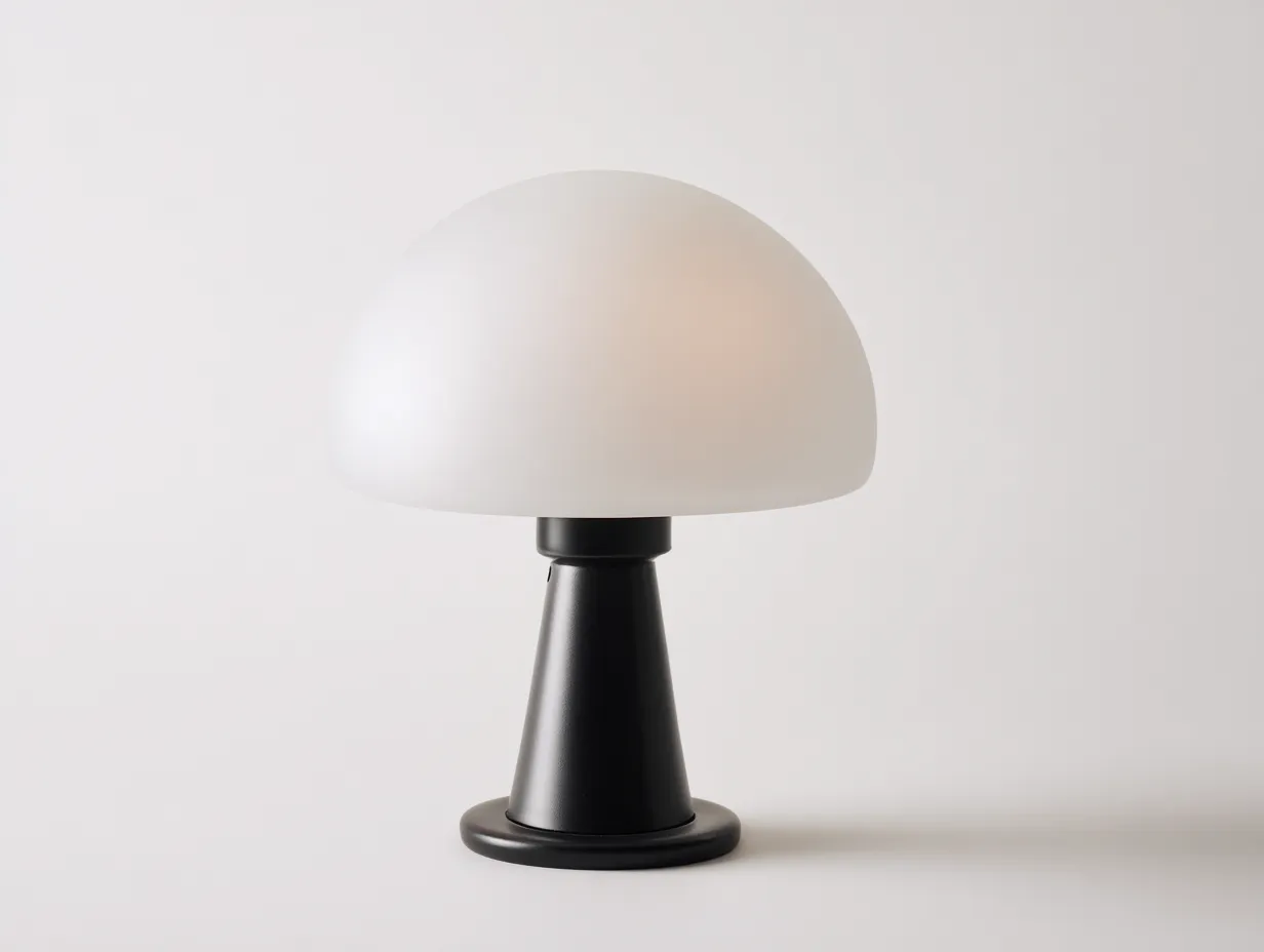 Tischlampe 25x25x31 cm - matter Weißschirm mit schwarzem Kegelfuß - minimalistische Wohnzimmerlampe-Mazofahome