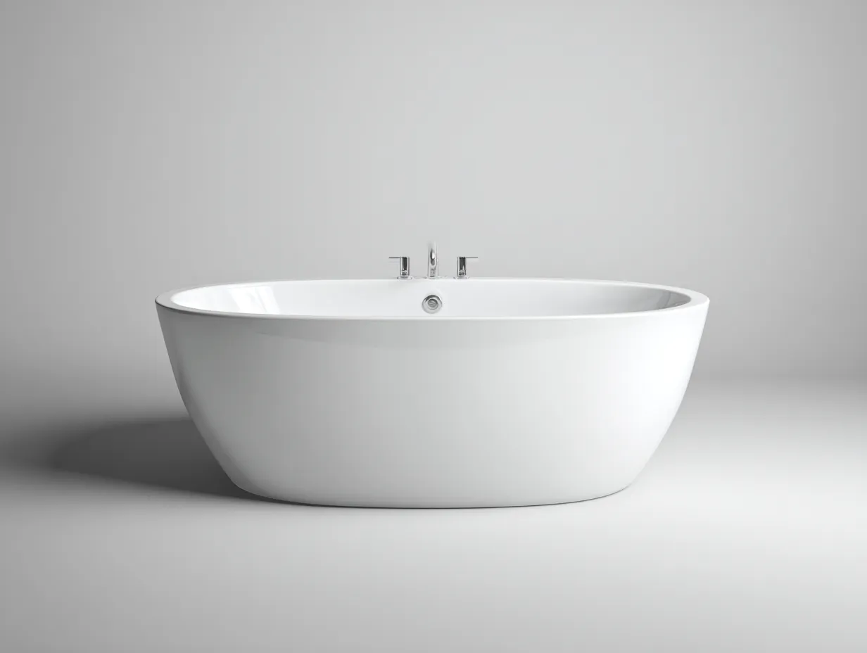 Badewanne 176×82×57 cm - Weiß/Chrom - ovale Freiformwanne mit weicher Front für das Badezimmer-Mazofahome