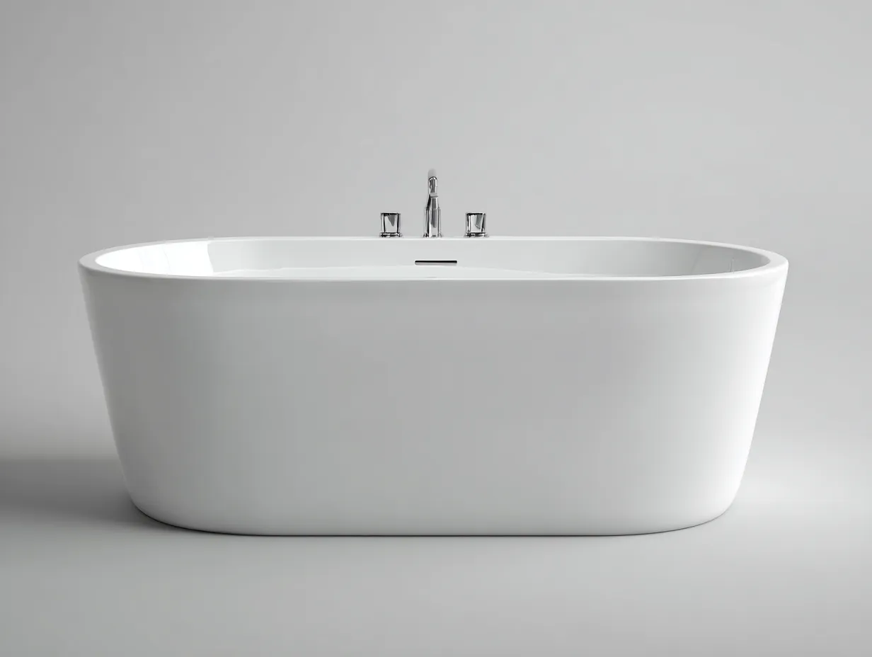 Badewanne 180×84×60 cm - Weiß/Chrom - freistehende Komfortwanne mit sanfter Ovalform für das Badezimmer-Mazofahome