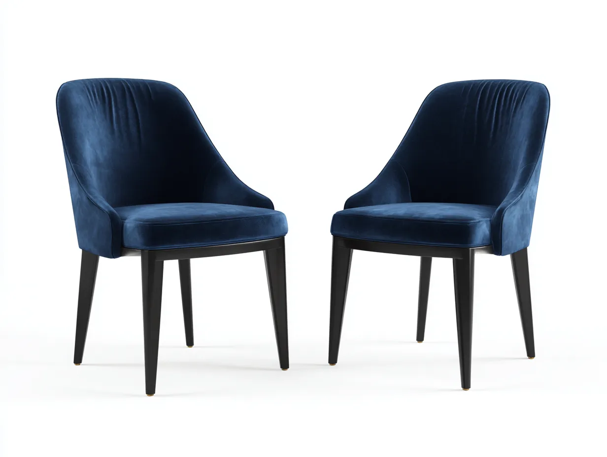 Stuhl 2er-Set 58x61x82 cm - Samt in Marineblau/Schwarz - Esszimmerstuhl mit Armlehnen-Mazofahome