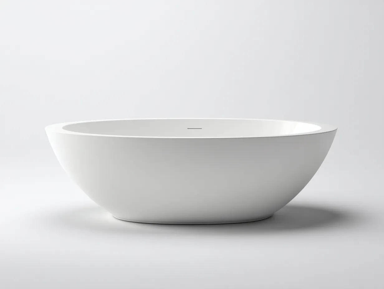 Badewanne 175×82×58 cm - Weiß - freistehende Ovalwanne mit flacher Seitenlinie für das Badezimmer-Mazofahome