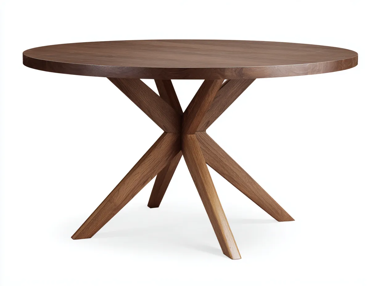 Esstisch Rundholz 130x130x75 cm - dunkelbraun - für Esszimmer mit markantem Kreuzgestell-Mazofahome
