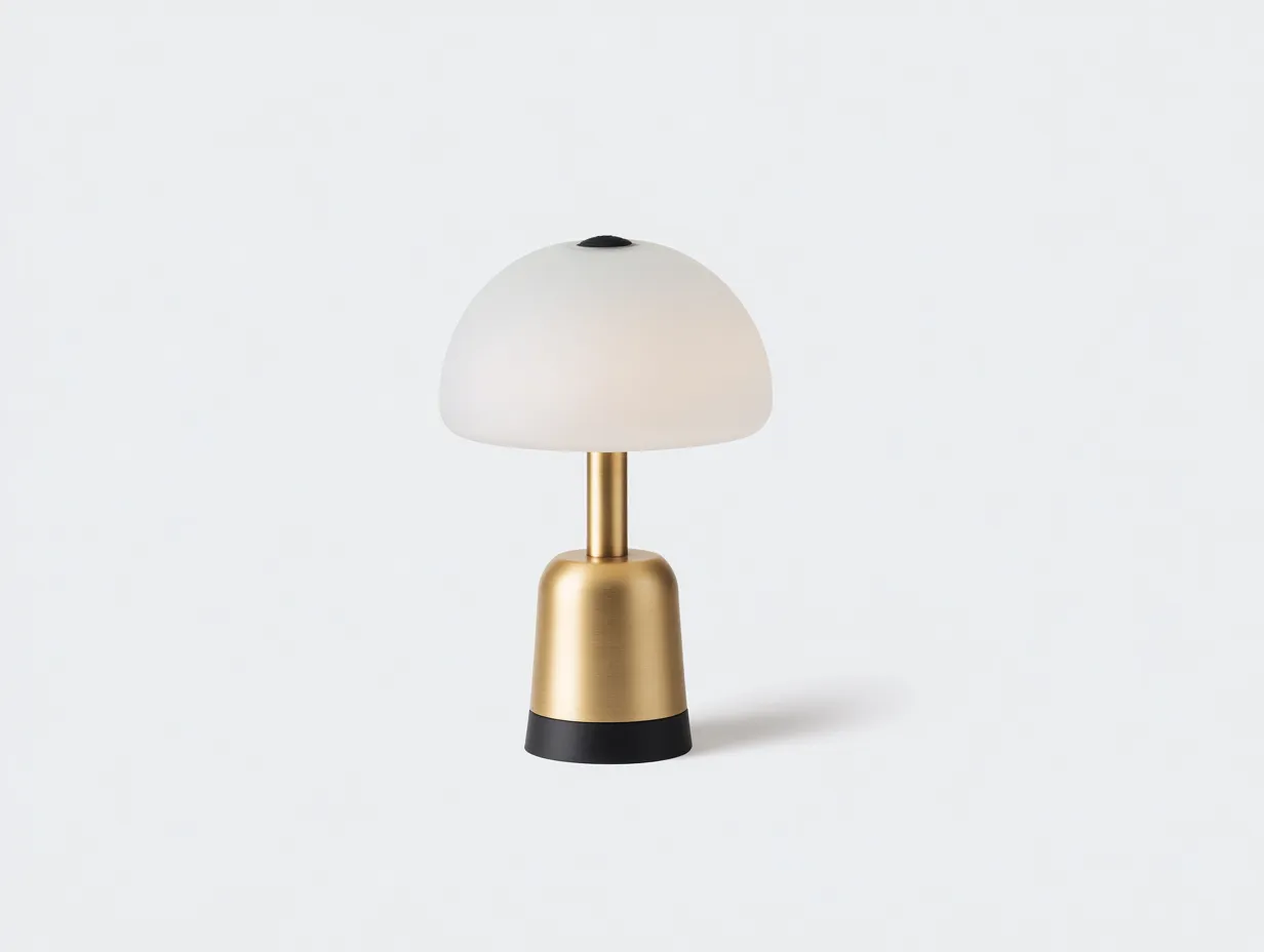 Tischlampe 21x21x30 cm - opaler Kuppelschirm mit goldfarbenem Säulenfuß - schlanke Wohnzimmerleuchte-Mazofahome