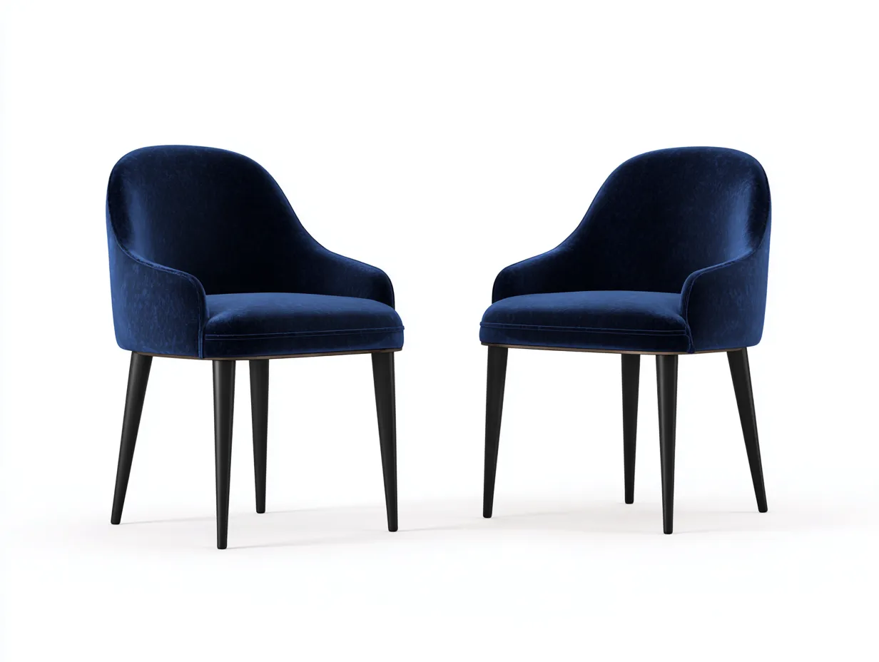 Stuhl 2er-Set 58x60x79 cm - Samt in Dunkelblau/Schwarz - Esszimmerstuhl mit Armlehnen-Mazofahome