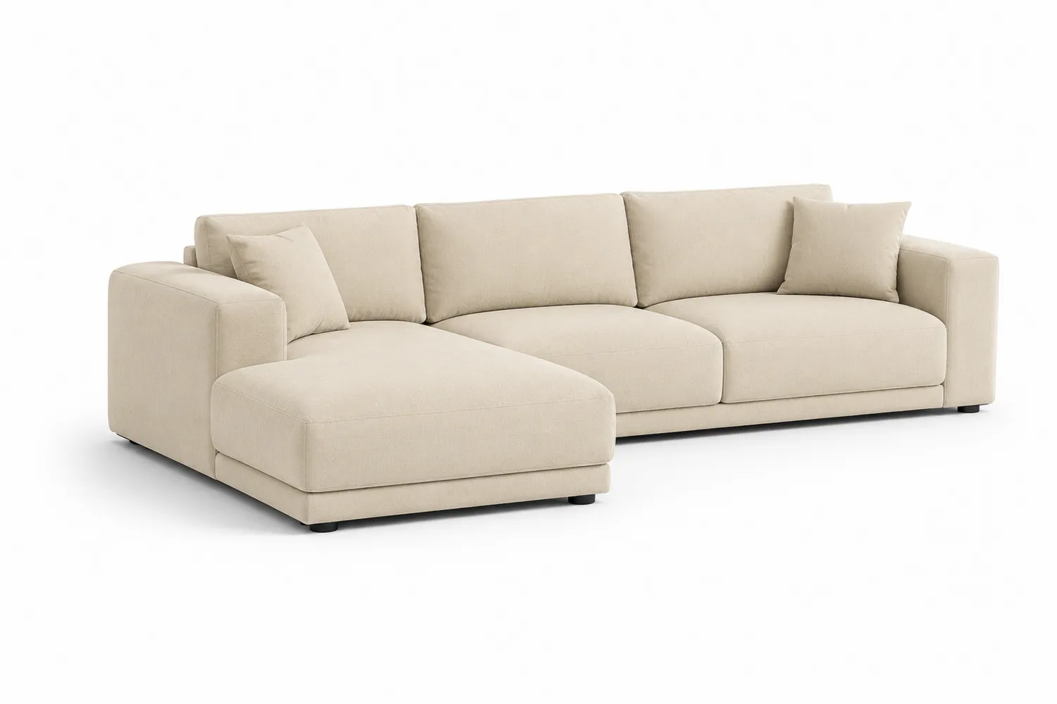 Sofa narożna z tkaniny poliestrowej, Beżowy