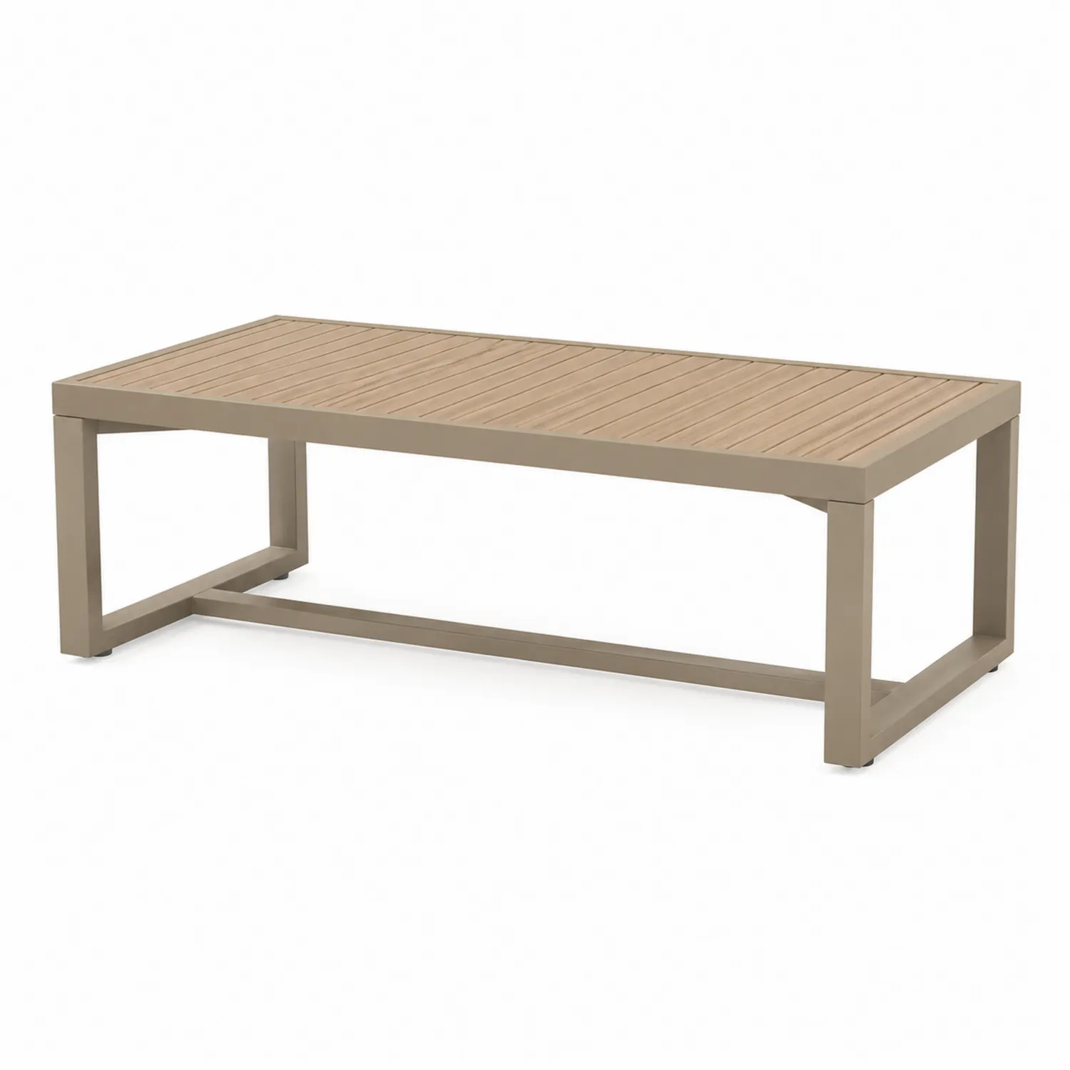 Stolik kawowy prostokątny aluminium i tworzywo sztuczne beżowy 120x60x40cm