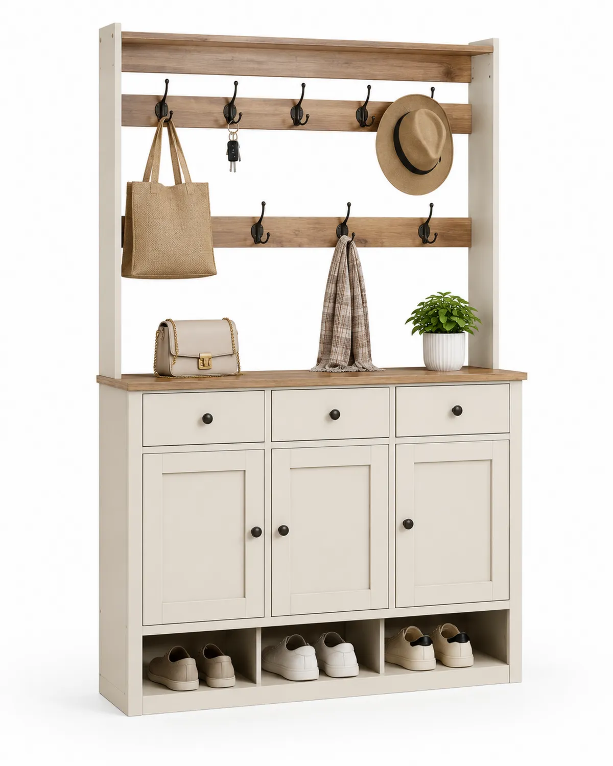Szafka na buty z wieszakami MDF/drewno 170x100x30 cm