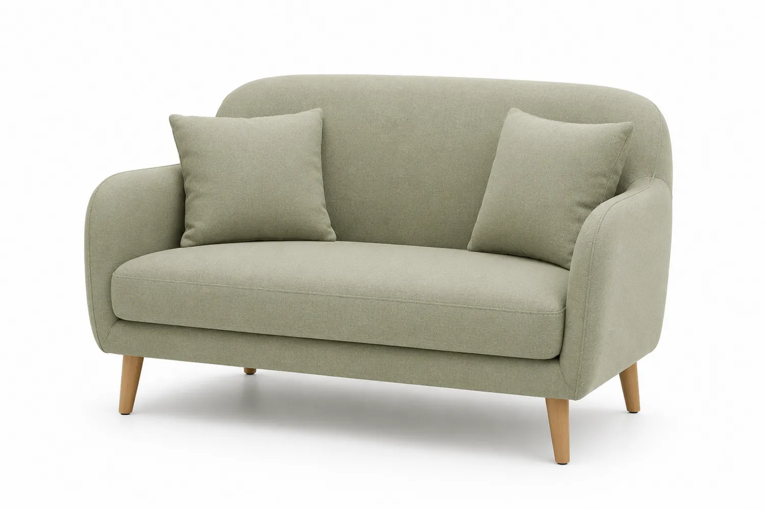 Dwuosobowa sofa zielona poliestrowa z drewnianymi nogami