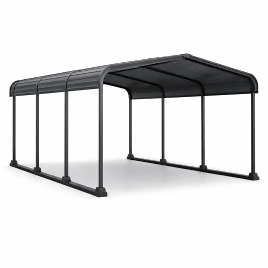 Carport Stahl Polycarbonat Dach Schwarz 6x3m-furnzexa