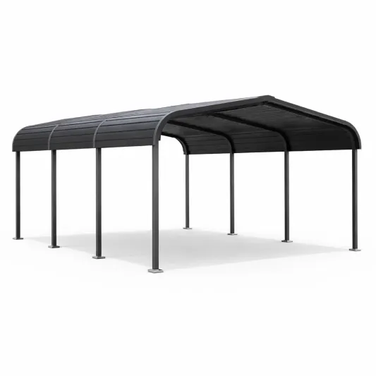 Doppel-Carport mit Aluminiumrahmen und Polycarbonat-Dach Schwarz 500x300x250 cm-furnzexa