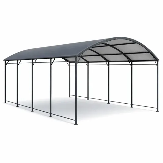 Carport Metall Polycarbonatdach Grau 600x300x250 cm-furnzexa