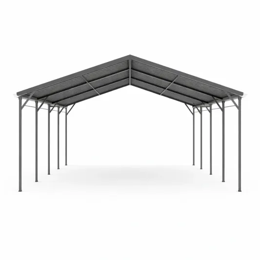 Metall Carport Überdachung Stahl Verzinkt Grau 600cm x 300cm x 250cm-furnzexa