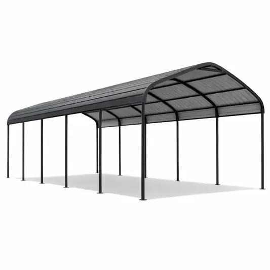 Carport aus Stahl und Polycarbonat 1200x600 cm Schwarz-furnzexa