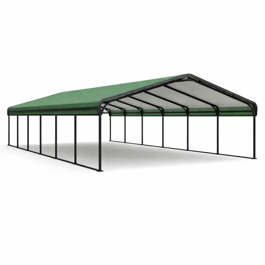 Carport Pavillon 12x6m Grün PVC-beschichtet Stahl-furnzexa
