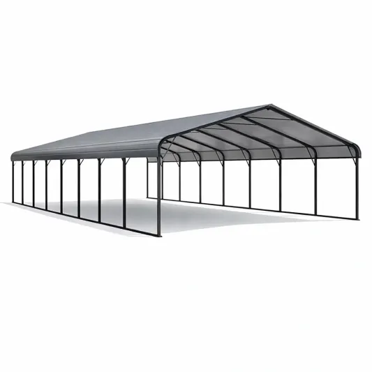Carport Metallrahmen PVC Grau 900 x 600 x 300 cm-furnzexa