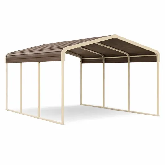 Stahl Carport Überdachung Braun Creme 600x300x260cm-furnzexa