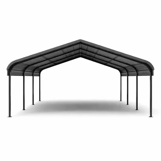 Großer Metall-Carport Überdachung Schwarz 600x300 cm-furnzexa