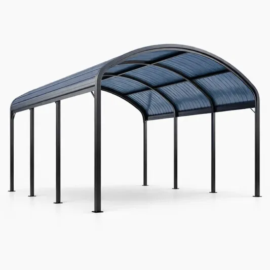 Carport Überdachung Metall Polycarbonat Schwarz/Blau 600x300x250 cm-furnzexa