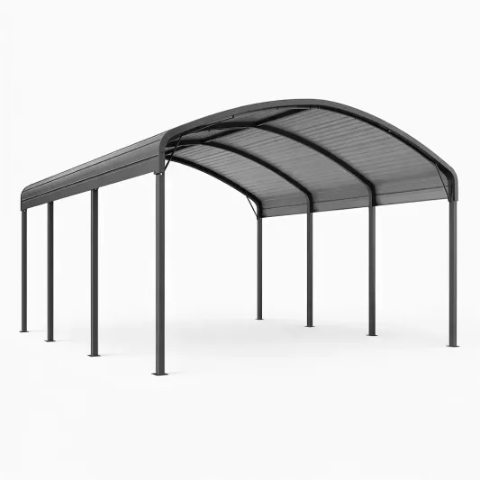 Stahl Carport mit Polycarbonat Überdachung Grau 600x300x250 cm-furnzexa