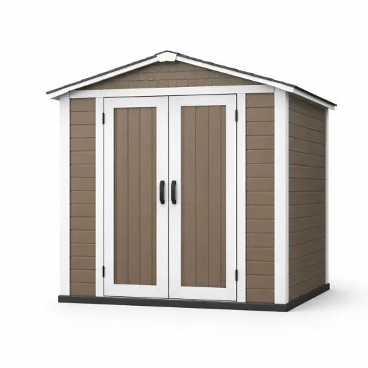 Gartenhaus aus Kunststoff Braun-Weiß 185x152x226 cm-furnzexa