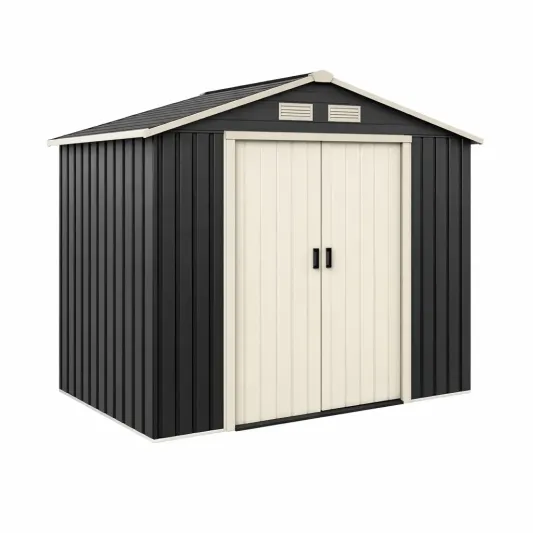 Metall Geräteschuppen 195 cm x 121 cm x 181 cm Dunkelgrau/Beige-furnzexa