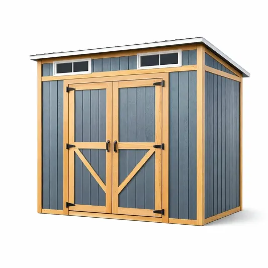 Gartenschuppen Holz Metall Blau 214x127x221cm-furnzexa