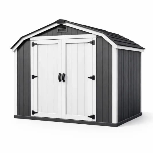 Gartenhaus Kunststoff Grau/Weiß 230x150x200 cm-furnzexa
