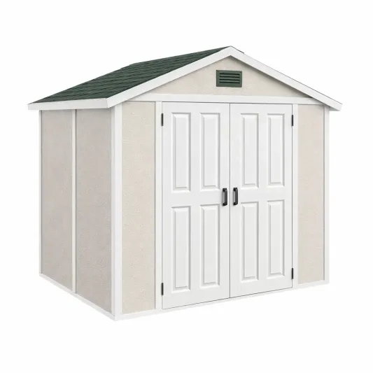 Kunststoff Gartenhaus Polypropylen 240x180x210 cm Beige/Weiß-furnzexa