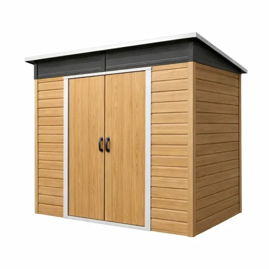 Gartenhaus Metall mit Holzoptik 215x130x183 cm-furnzexa
