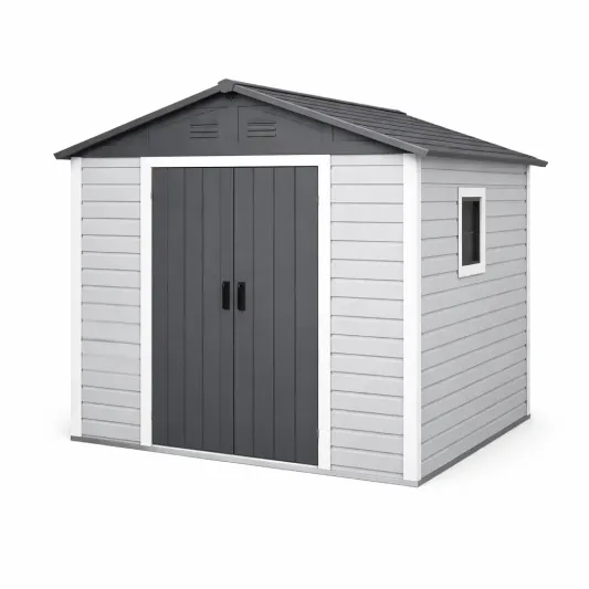Gartenschuppen Kunststoff Grau 185x152x226 cm-furnzexa