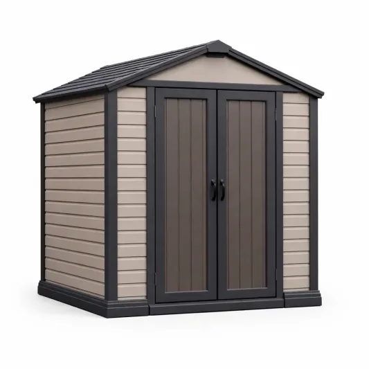 Gartenhaus aus Polypropylen Beige/Braun 185x152x226 cm-furnzexa