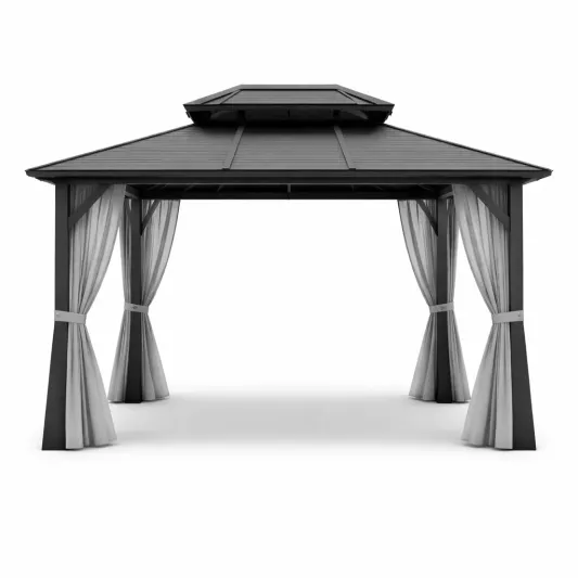 Aluminium Pavillon mit Vorhängen Anthrazit-furnzexa