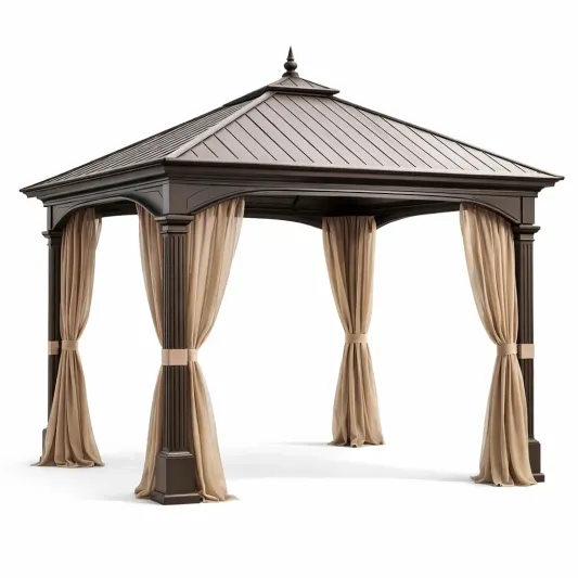 Metall Pavillon mit Polyester Stoffseitenteilen 300x300x270 cm-furnzexa