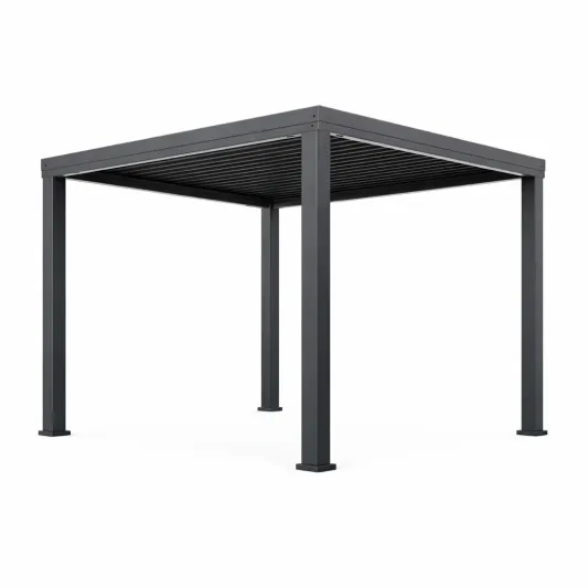 Aluminium Pergola Anthrazit 300x300x240 cm mit Verstellbarem Lamellendach-furnzexa