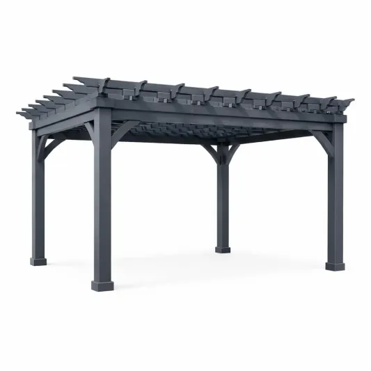 Holz Pergola Gartenpavillon Grau 400x300x240cm-furnzexa