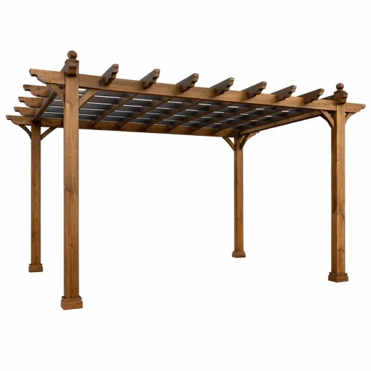 Holzpergola Gartenüberdachung mit Schutzdach, Braun, 300x400x300 cm-furnzexa