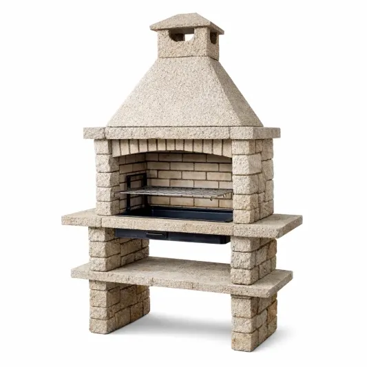 Grillkamin aus Beton und Naturstein mit Rost-furnzexa