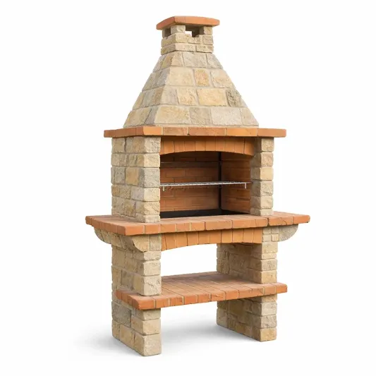 Naturstein Grill mit Edelstahlrost 108x65x180 cm-furnzexa
