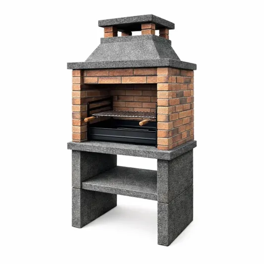 Gartenkamin Grill aus Ziegeln und Beton Grau/Rot 150 cm-furnzexa