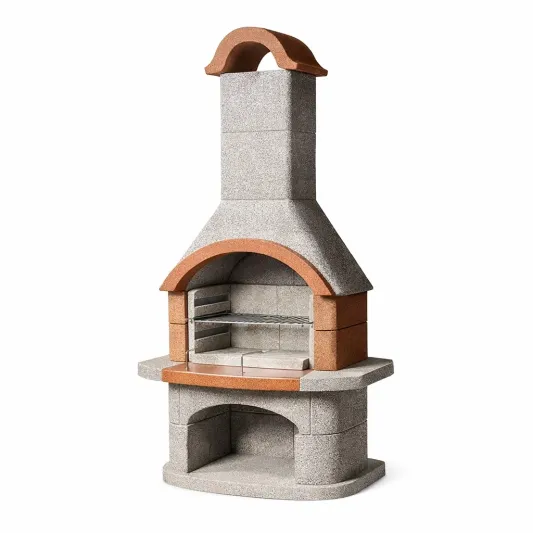Beton Grillkamin für den Außenbereich Grau/Rot 205cm-furnzexa