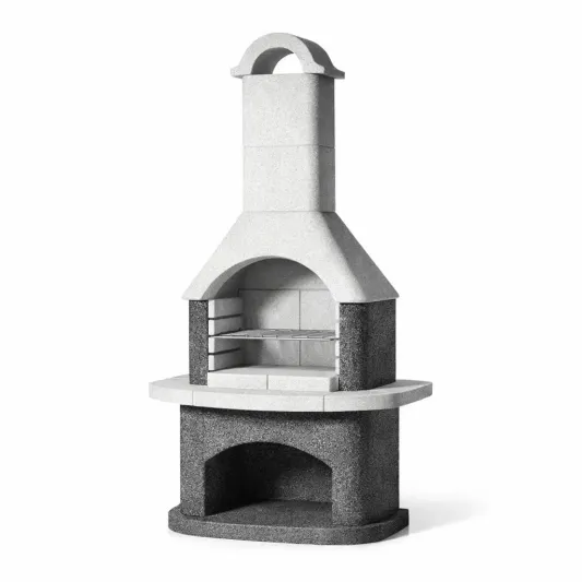 Gartenkamin Grill aus Naturstein Grau-furnzexa