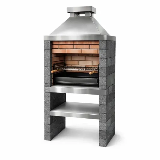 Grillkamin aus Edelstahl und Ziegelstein mit Grillrost-furnzexa