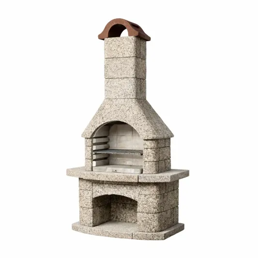 Gartengrillkamin aus Beton in Grau 110x65x210 cm-furnzexa