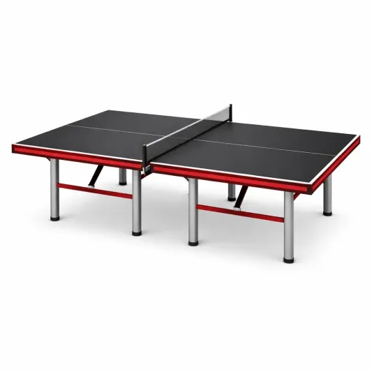 Tischtennisplatte Schwarz Rot MDF und Aluminium 274x152.5x76 cm-furnzexa